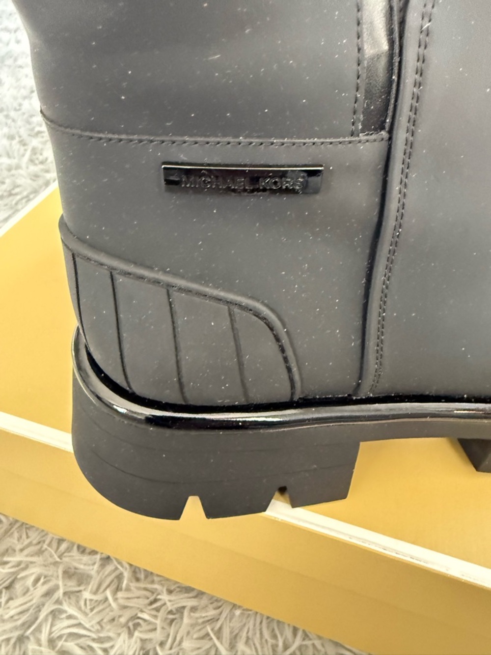 Michael Kors Black Chunky Lug Mid-Calf Rain Boots - Picture 3 of 6